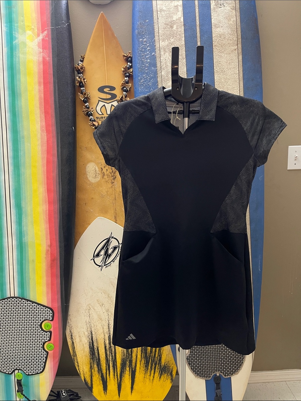 adidas Black Athletic Dress with Subtle Patterned Panels